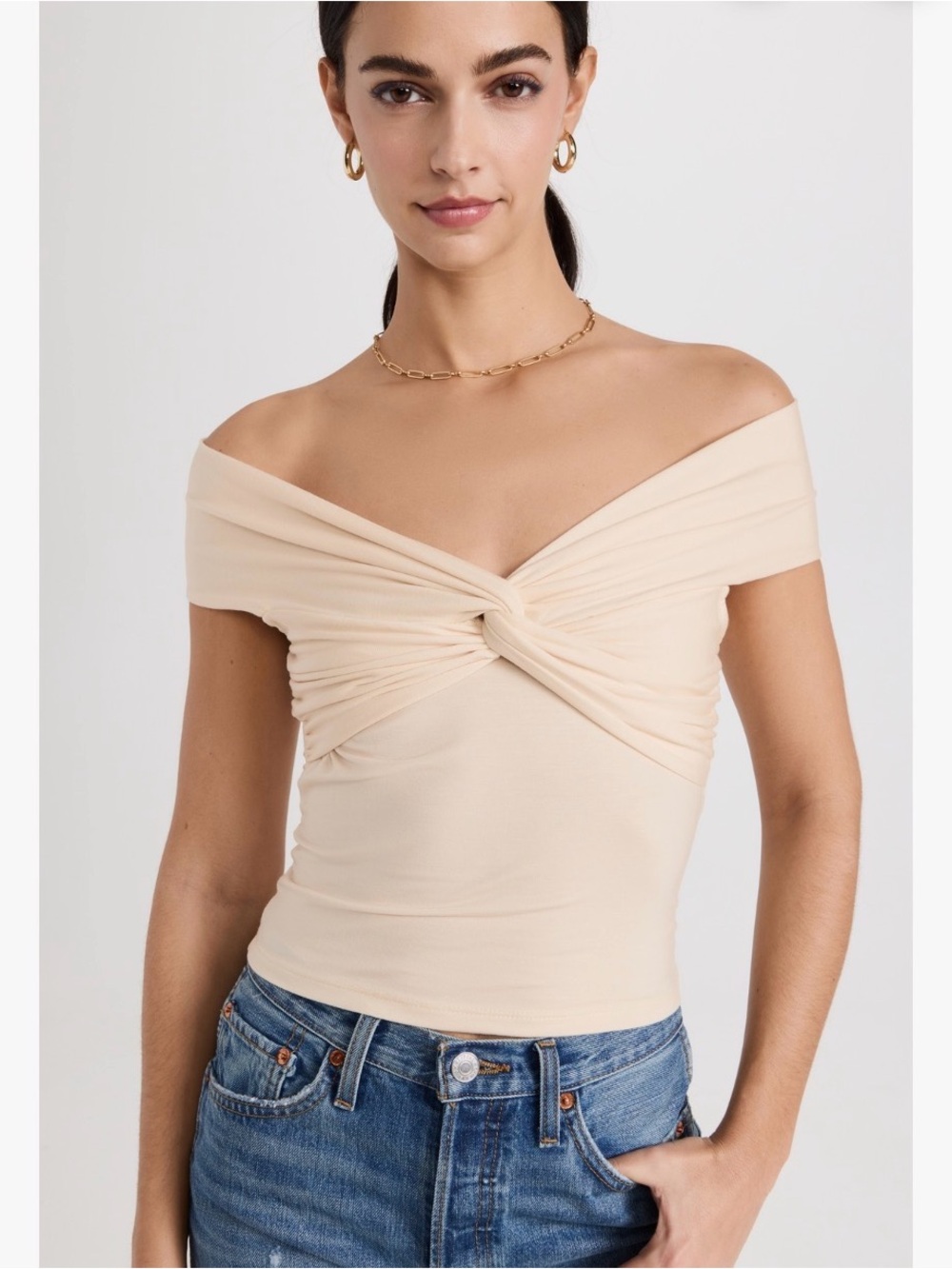 Reformation Ezlynn Knit Top in Cream